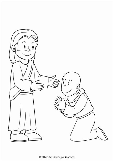 It would also be fun to add a sticker to the man who is colored yellow, to help distinguish. The Ten Lepers - free printable coloring page in 2020 ...