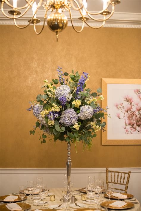 Wedding Flowers Elevated Blue Centerpieces At Morrison House In