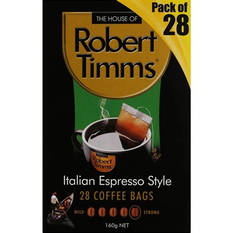 The medium / dark roast coffee beans are perfectly our best espresso beans are roasted on demand to ensure optimum freshness and quality. Robert Timms Coffee Beans Italian Style Espresso 28pk 168g ...