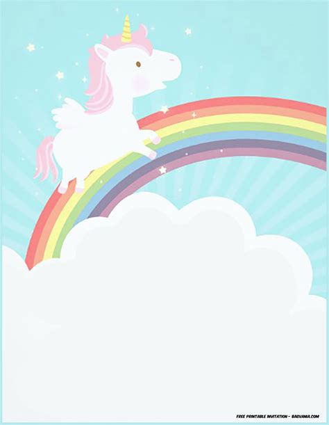 printable unicorn birthday invitation template bagvania