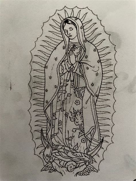 Blessed Mother Tattoo Outline
