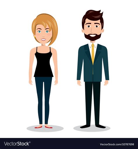 Cartoon Man And Woman Standing Human Resources Vector Image