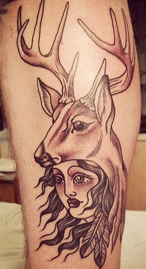 Deer Head N Woman Face Tattoo Design Tattoos Book 65000 Tattoos