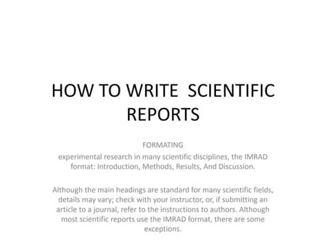 How To Write A Scientific Report Ppt