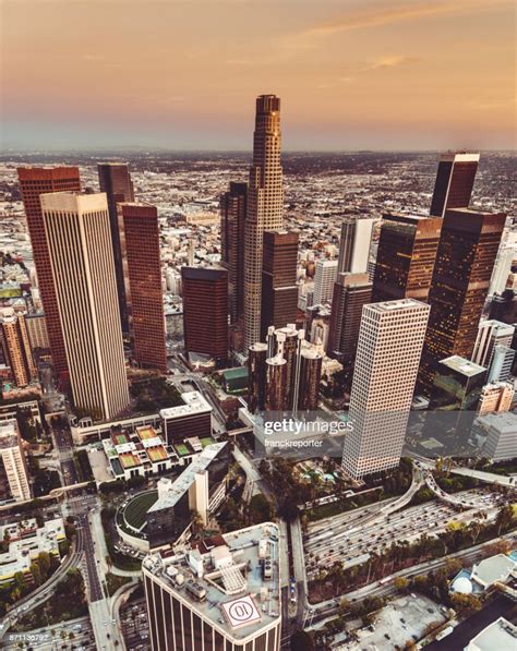 Downtown Los Angeles Aerial View High Res Stock Photo Getty Images