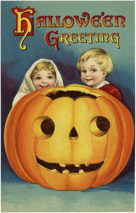 Adorable Vintage Halloween Pumpkin Kids Image The Graphics Fairy