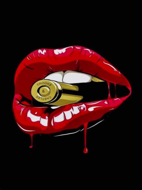 red lips biting on bullet canvas design idea cartoon art drawings graffiti art