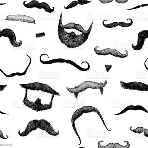 Seamless Pattern Mustache And Funny Beard Of Men Hipster And Retro