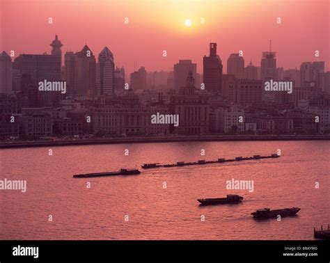 Whampoa River At Dusk Shanghai China Stock Photo Alamy