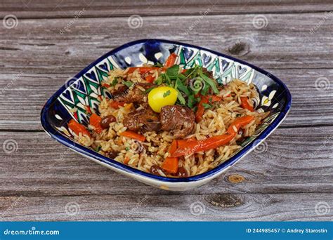 Asian Cuisine Rice Pilaf With Lamb Stock Image Image Of Gourmet