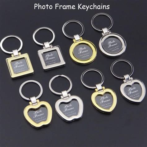 Mini Photo Frame Keychains Metal Zinc Alloy Insert Photo Picture Frame