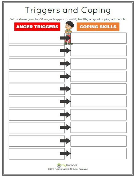 Anger Management Coping Skills Worksheet