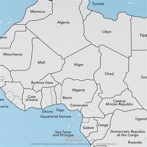 Africa Control Map Labeled Montessori Spirit