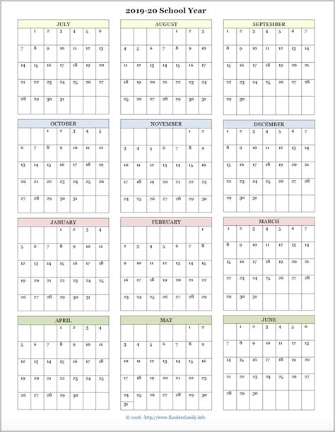Year At A Glance School Calendar Printable Best Calendar Example