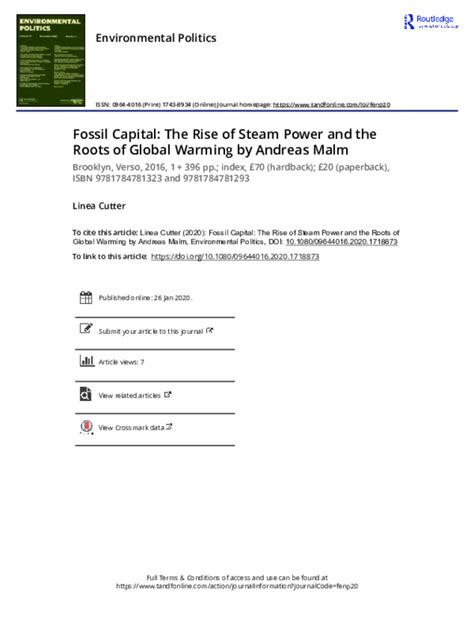 Pdf Fossil Capital The Rise Of Steam Power And The Roots Of Global