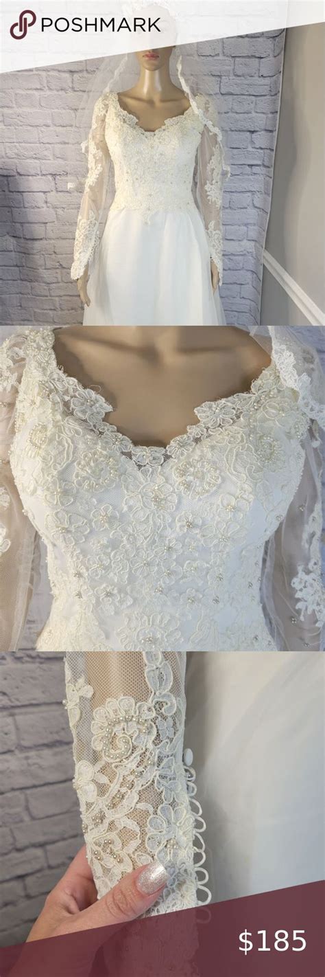 Vintage 1970s White Chiffon And Lace Wedding Dress By House Of Bianchi