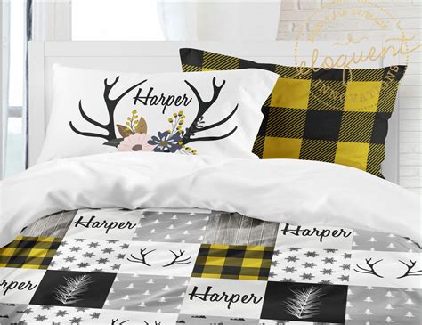 Don't forget to refresh your bedding set! Plaid Woodland Bedding Mustard - Christmas Bedding Sets ...