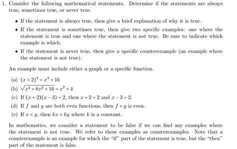 Solved 1 Consider The Following Mathematical Statements