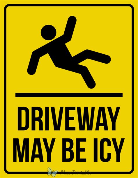 Printable Driveway May Be Icy Sign