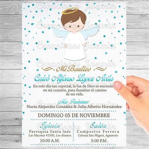 Invitacion Bautizo Angel Oraciones De Bautizo Invitaciones Bautizo Nino