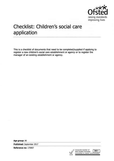 Childrens Social Care Provider Checklist Rezume Care Management