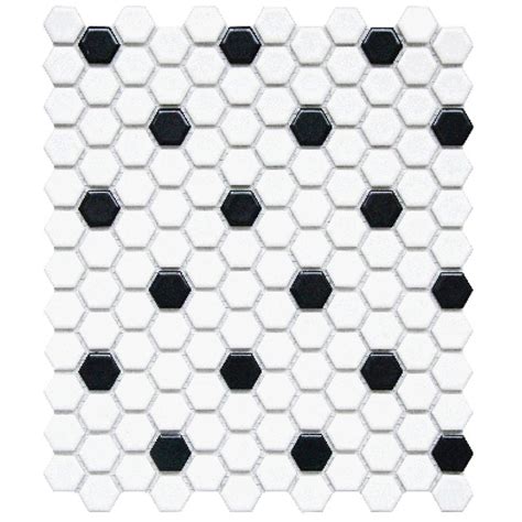 Cc Mosaics Matte Hexagon White And Black 1 Mosaic On 12x12 Sheet