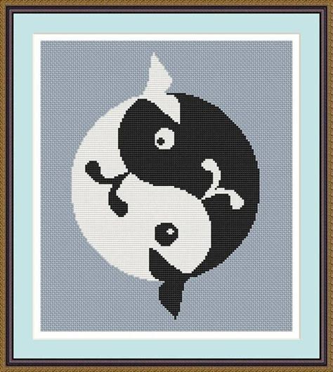 Ship tranquility counted cross stitch pattern by ronnie rowe designs. Yin Yang whale cross stitch pattern Yin Yang whale Design Yin