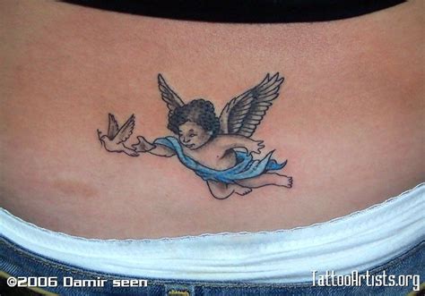 Little Flying Baby Angel Tattoo On Back Angel Tattoo For Women Angel