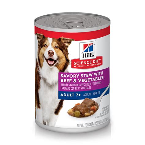 With wholesome ingredients and the right nutrients, hill's® science diet® is precisely prepared to offer your dog the nutrition he needs for lifelong health and happiness. Hill's Science Diet Adult 7+ Savory Stew with Beef ...