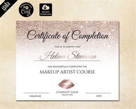 Certificate Of Completion With Eyes Lashes For Beauty Industry