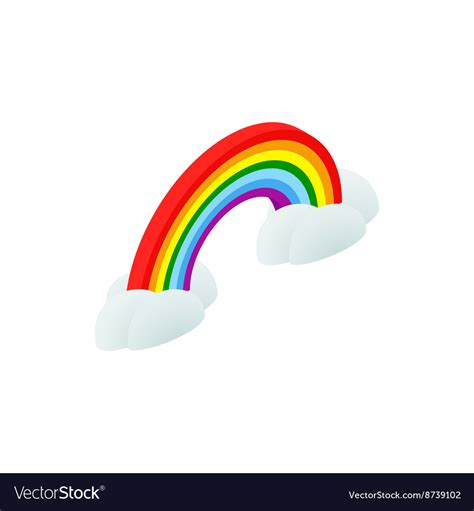 Rainbow And Clouds Icon Isometric 3d Style Vector Image
