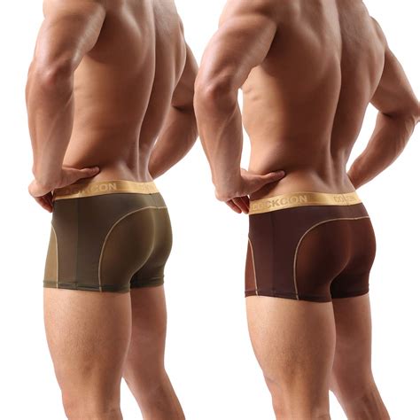 Men Boxer Briefs Shorts Bulge Pouch Soft Underpants Mens Trunks Mesh