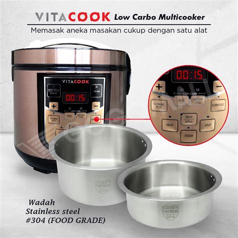 2 cangkir beras ketan, cuci bersih 2 hingga 2 1/5 cangkir air garam. Jual Vitacook Alat Masak Multifungsi Rice Cooker Online Maret 2021 | Blibli