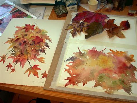 Anns Watercolour Studio Autumn Leaves And Negative Painting