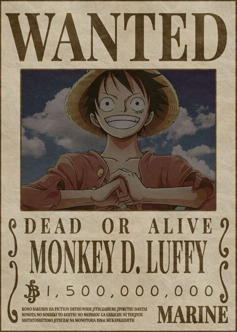Luffy Bounty Wanted Poster Poster By Melvina Poole Displate One