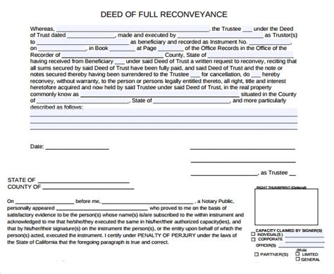Free 8 Deed Of Trust Forms In Pdf Ms Word