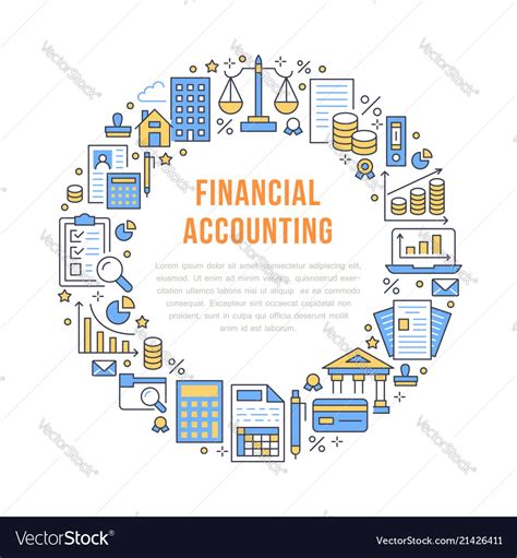 Financial Accounting Circle Poster With Flat Line Vector Image