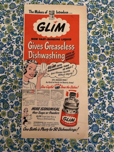 Vintage 1949 Glim Dishwashing Soap Print Ad EBay