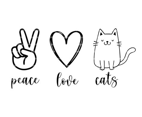 Peace Love Cats Svg Cartoon Cat Svg Vector Cut File For Etsy