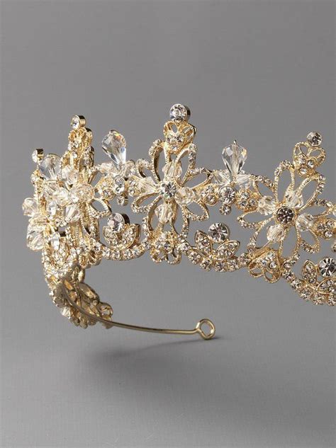 Gold Bridal Crown Gold Wedding Tiara Crystal Wedding Crown Etsy