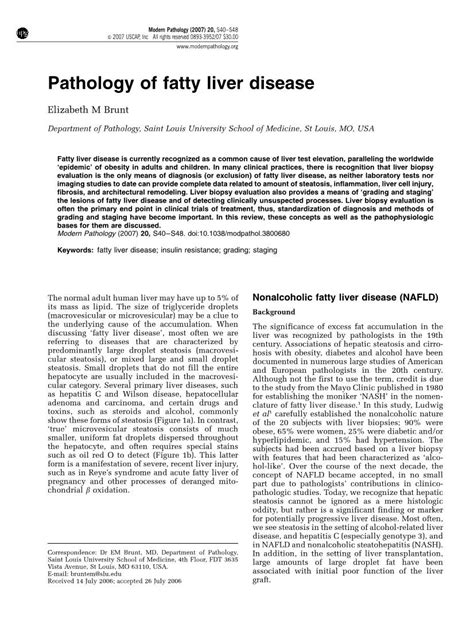Pathology Of Fatty Liver Disease Docslib