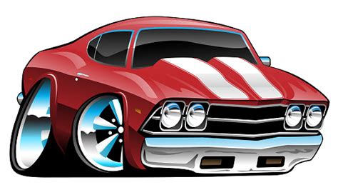 Classic American Muscle Car Cartoon Bold Red Vector Illustration Stock Illustration Download