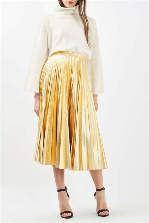 Gold Metallic Pleat Skirt Pleated Skirt Diy Diy Midi Skirt Pleated