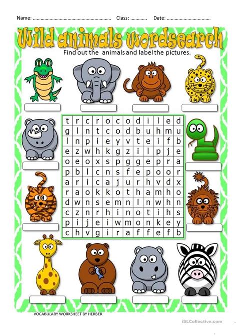 Word Search Animals Worksheets 99worksheets