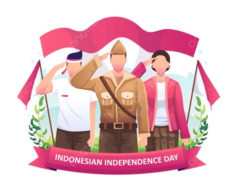 Gambar Pahlawan Dan Wanita Salut Pada Bendera Dalam Perayaan Hari