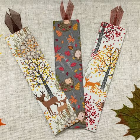 Boookmarks Handmade Fabric Bookmark Woodland Creatures Homemade Bookmarks Fabric Crafts