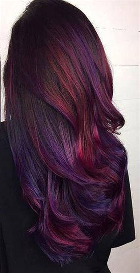 PLUM BURGUNDY WINE Galaxy Oil Slick Clip In Hair Extensions Ombre