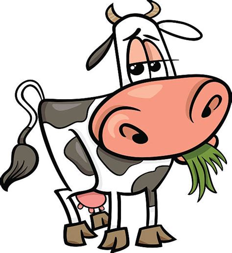 Cartoon Cows Eating Grass