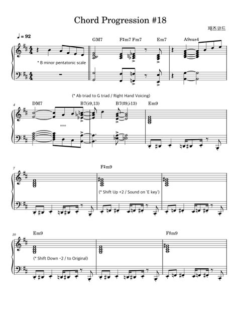 Neo Soul Chord Progression 18 English Ver Sheet Music 재즈코드 Piano