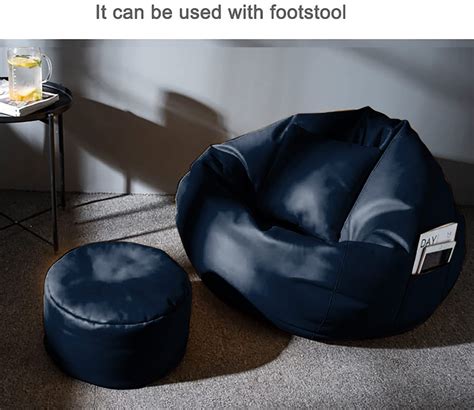 Buy Sophia Bean Bag With Footrest And Cushion XXXL Blue Online In India Wooden Street